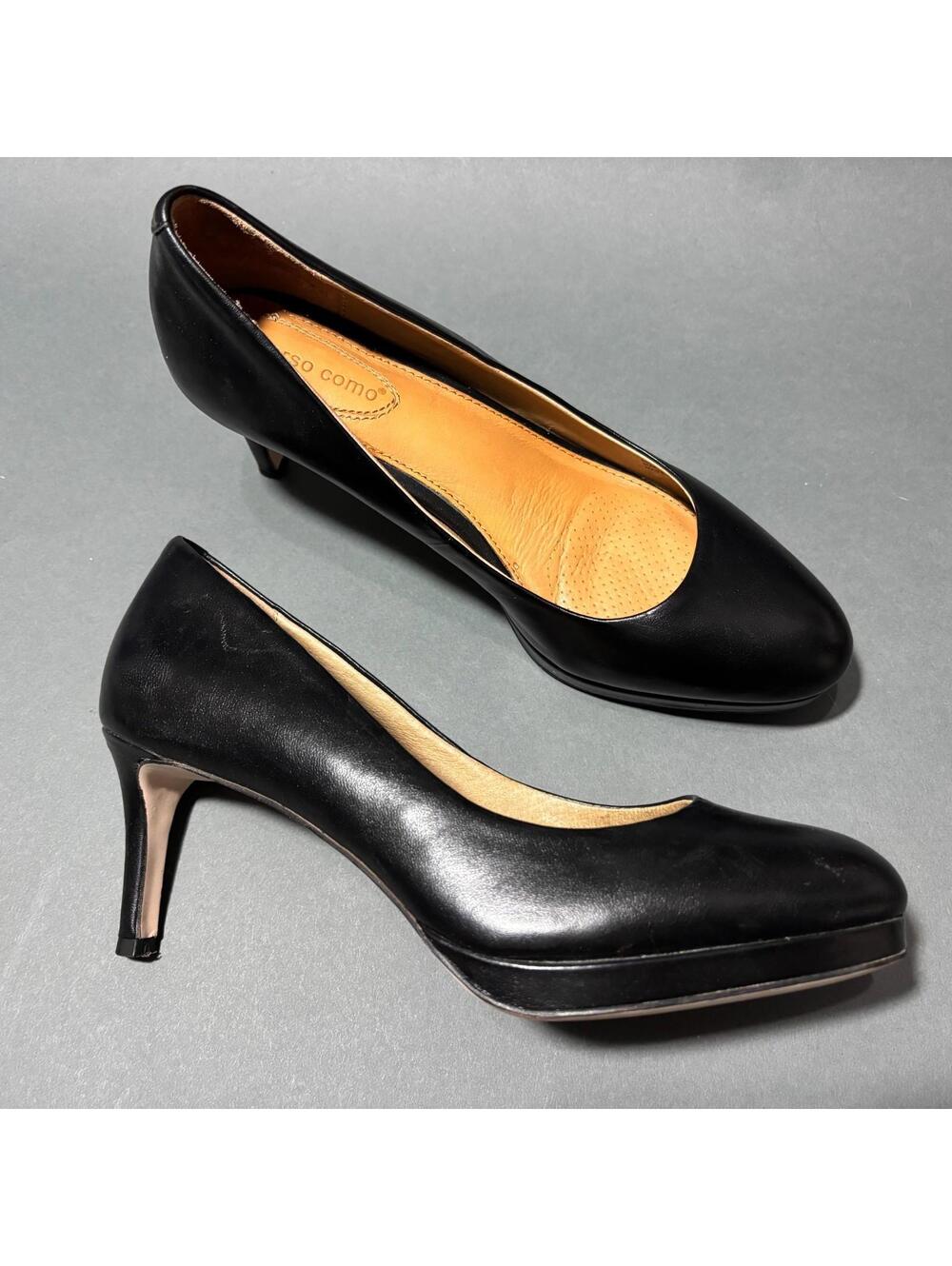 Corso Como 'Lara' Black Leather Platform Pumps Women's Size 7M